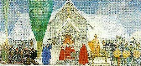 Carl Larsson upsala tempel-midvintersblot oil painting image